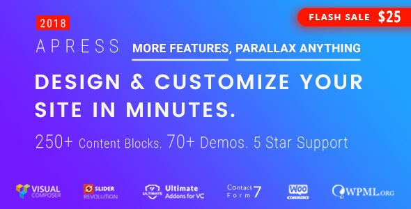 Apress 6.0.4汉化中文版|响应式自定义多用途WordPress主题模板