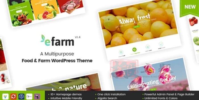 eFarm 1.6.0英文专业版|多功能食品和农场WordPress主题模板