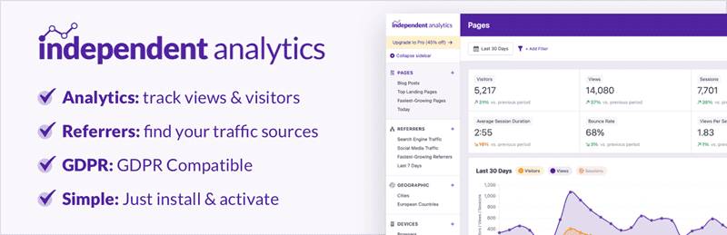 Independent Analytics Pro 2.12.2汉化中文版|替代Google Analytics的WordPress统计插件