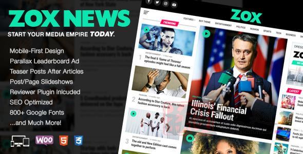 Zox News 3.9.0汉化中文版|新闻杂志CMS响应式WordPress主题模板