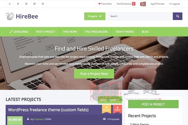Hirebee 1.5.1中文版|自由职业者兼职任务定价悬赏WordPress主题